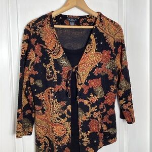 Black and Orange Paisley Women's Top